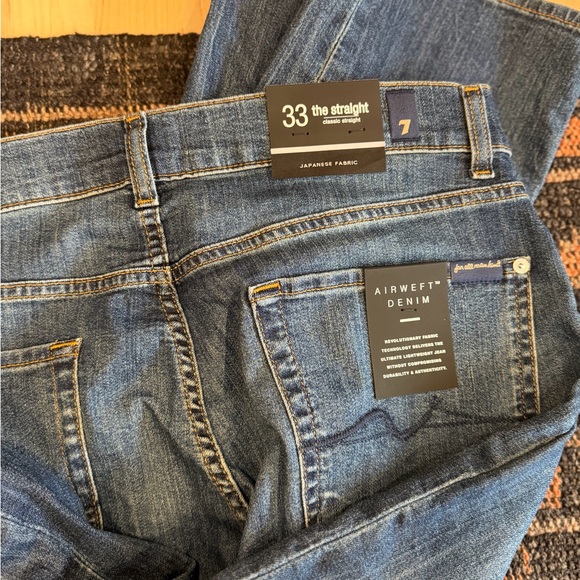 7 For All Mankind Women's Blue Straight Jeans - Picture 3 of 4